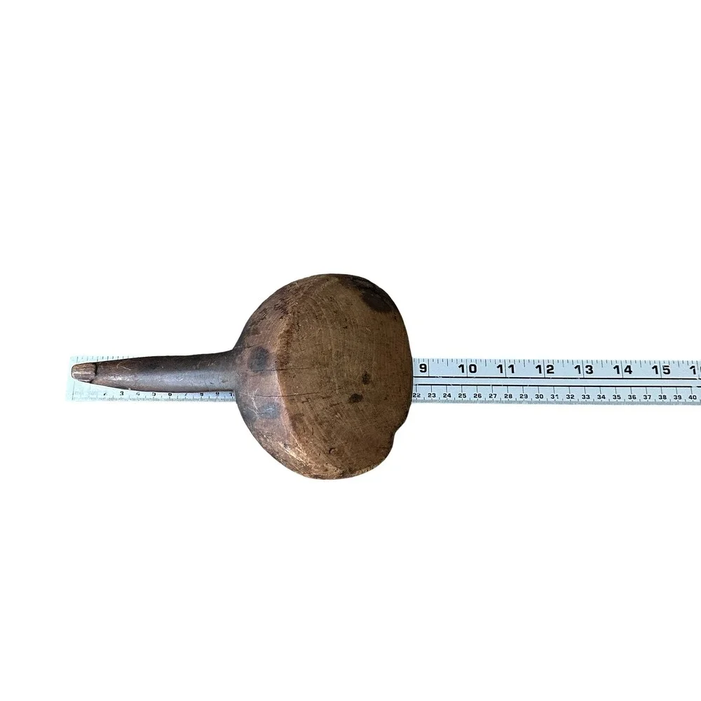 Antique Primitive Hand Carved Wooden Dough Scoop Butter Paddle Rustic Brown 8.5